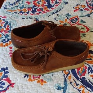 Clark's brown leather shoes